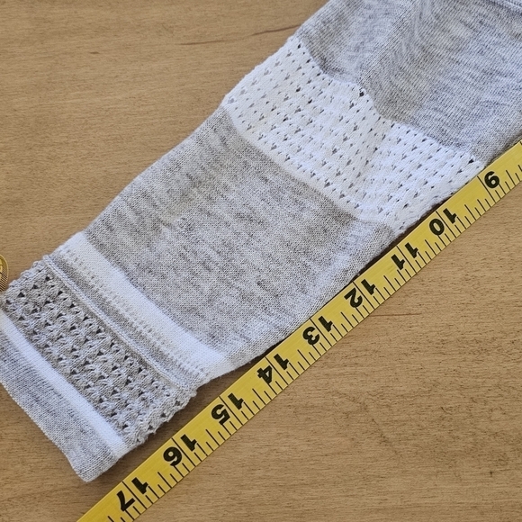 Peyton Primrose Taupe White Striped Open Front Asymmetric Hem Cardigan Sz M - Picture 10 of 12